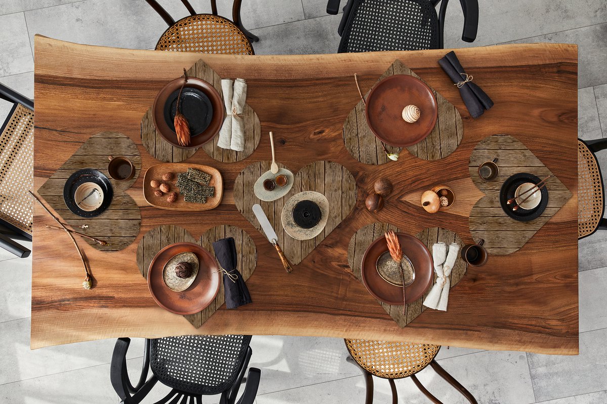 Onderleggers - Placemats - Placemats hartje - Hout - Natuur - Patronen - 8 stuks