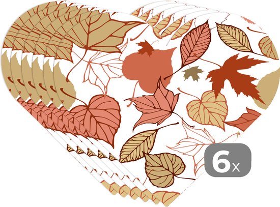 Sets de table - Napperons de table - Napperons coeur - Motifs - Feuilles - Automne - 6 pièces