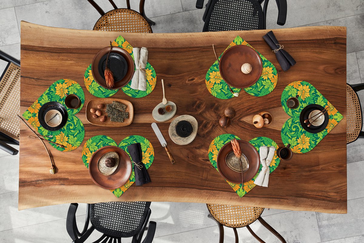 Onderleggers - Placemats - Placemats hartje - Bladeren - Bloemen - Boho - Hippie - Patronen - 6 stuks