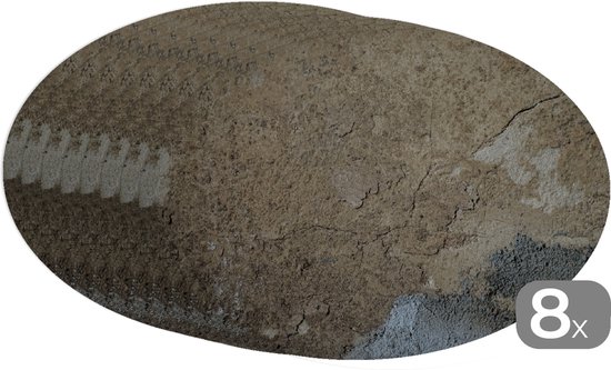 Napperons de table ovales - Dessous de verre - Sets de table ovales - Mur - Marron - Grijs - 8 pièces