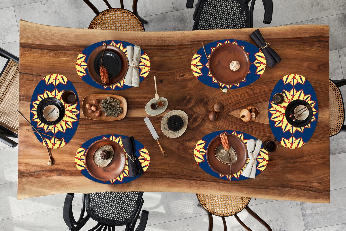 Placemats ovaal - Onderleggers - Ovale placemats - Sterren - Patronen - Abstract - 6 stuks