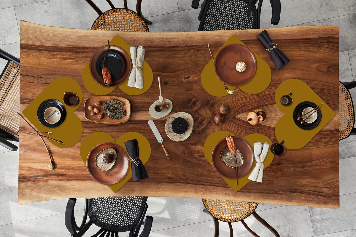 Onderleggers - Placemats - Placemats hartje - Goud - Luxe - Interieur - 6 stuks