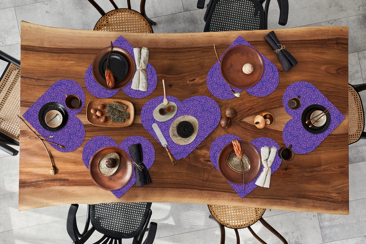 Onderleggers - Placemats - Placemats hartje - Mandala - Design - Abstract - Bohemian - 10 stuks