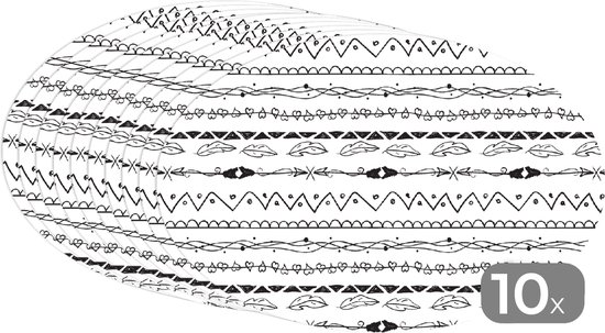 Napperons ovales - Sous-verres - Sets de table ovales - Motif - Ados - Ressorts - Coeur - 10 pièces