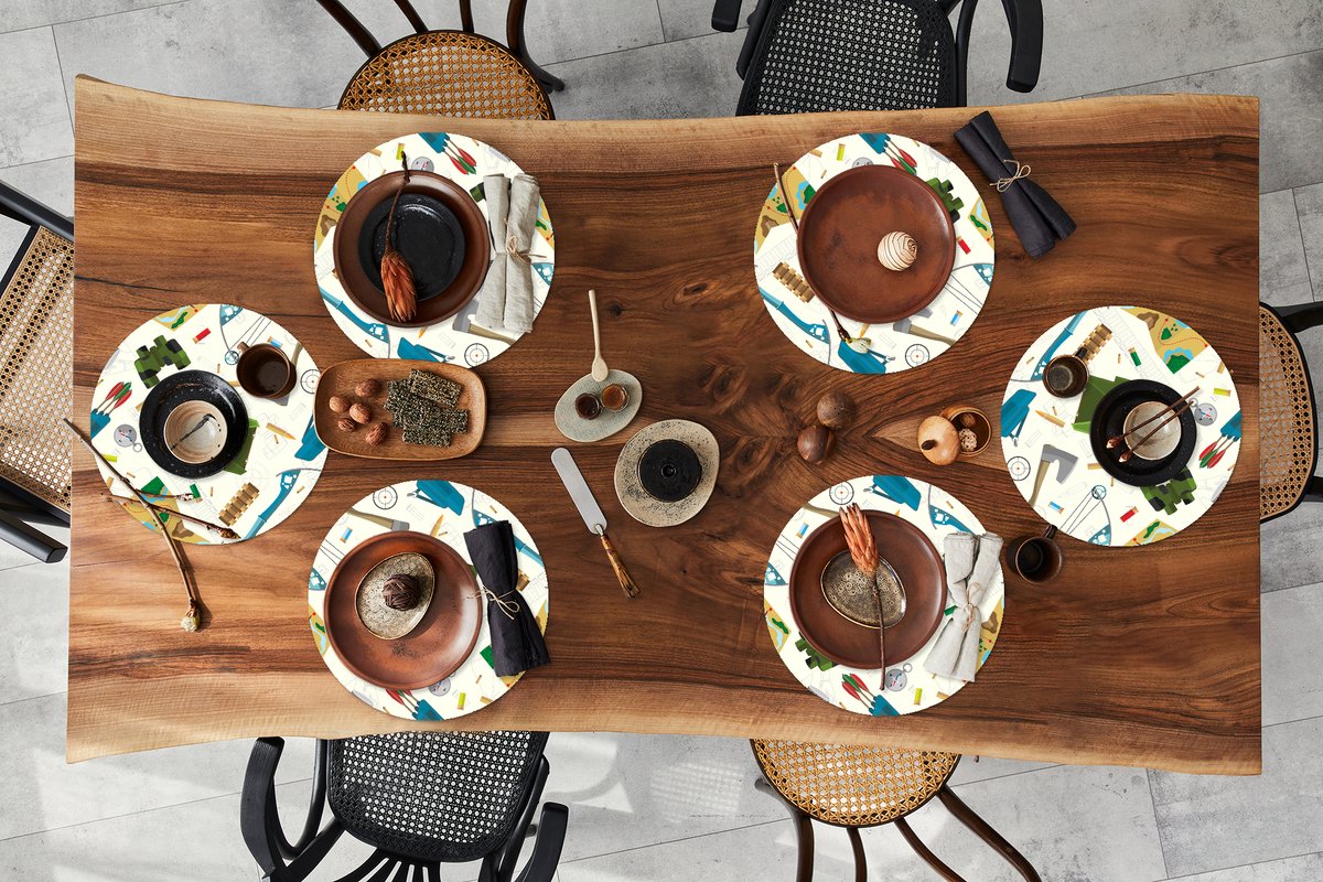 Ronde placemats - Onderlegger - Placemats rond - Boog - Kogels - Patronen - 6 stuks