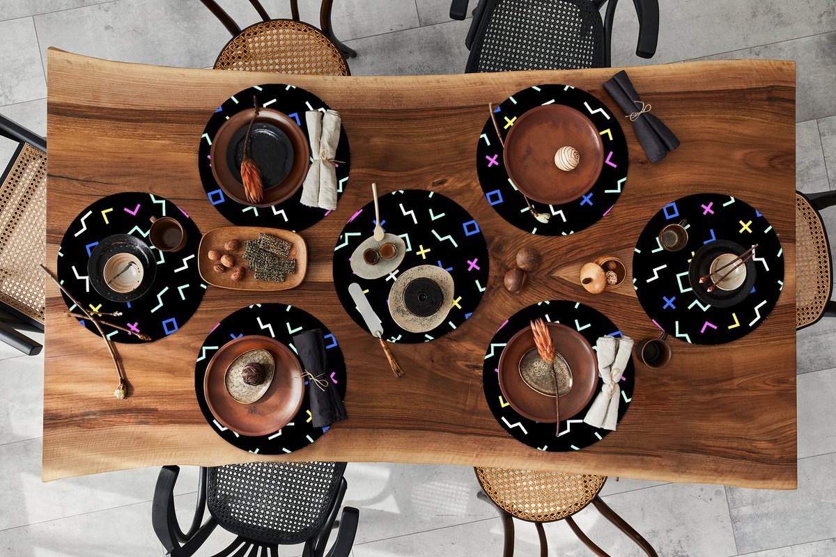 Ronde placemats - Onderlegger - Placemats rond - Game Console - Vector - Abstract - 8 stuks