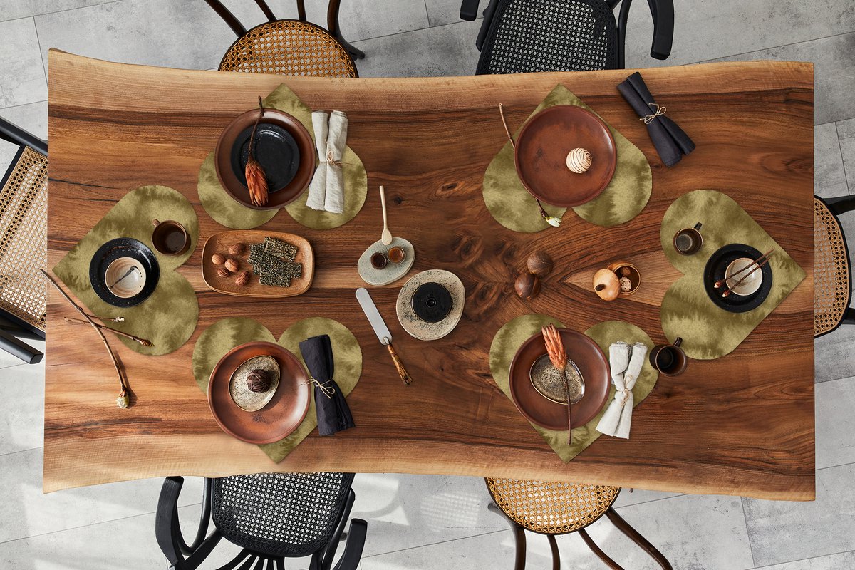 Onderleggers - Placemats - Placemats hartje - Goud - Abstract - Verf - 6 stuks