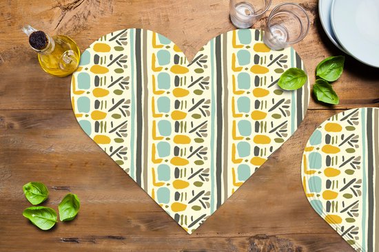 Sets de table - Napperons - Napperons coeur - Inca - Motifs - Abstrait - 6 pièces