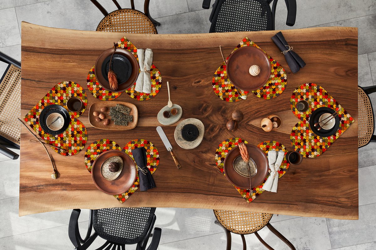 Onderleggers - Placemats - Placemats hartje - Puzzel - Patronen - Herfst - 6 stuks