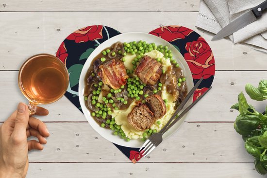 Dessous de verre - Napperons - Napperons de table cœur - Roses - Bloem - Motif - Rouge - 8 pièces