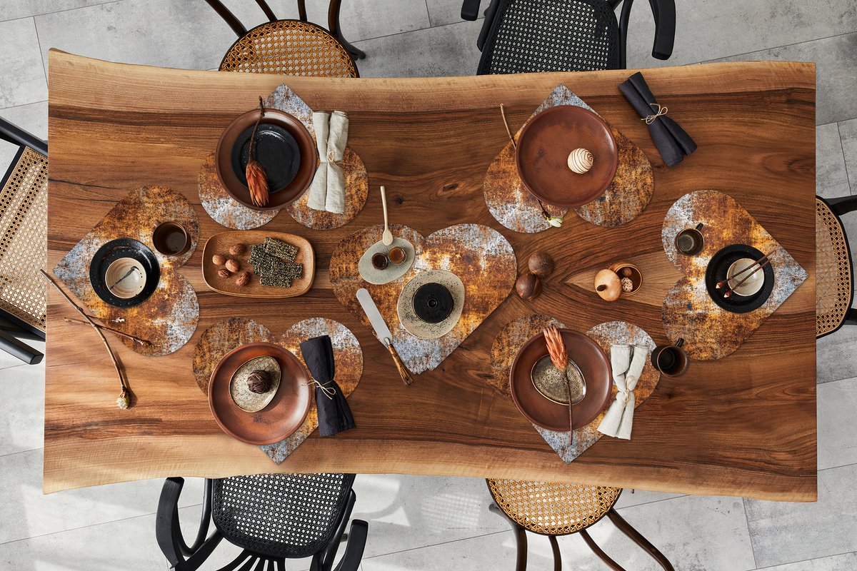 Onderleggers - Placemats - Placemats hartje - IJzer - Oud - Roest print - 10 stuks