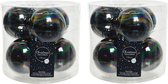18x stuks kerstballen zwart parelmoer van glas 8 cm - glans - Kerstversiering/boomversiering