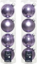 8x boules de Noël bruyère lilas violet en verre 10 cm - mat/brillant - Décorations de Noël/ décorations d'arbres