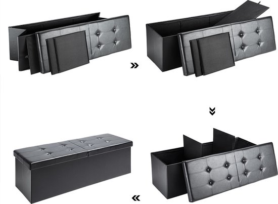 Assise pliante Deuba avec couvercle à charnière gris clair - 115x38x38cm