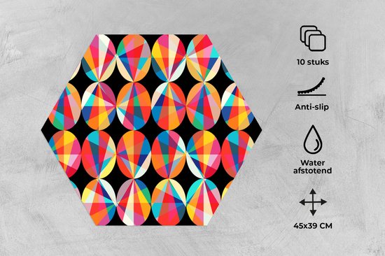 Napperons de table hexagon - Sets de table Sets de table - Set de table hexagone - Arc-en-ciel - Cercles - Motifs - 10 pièces