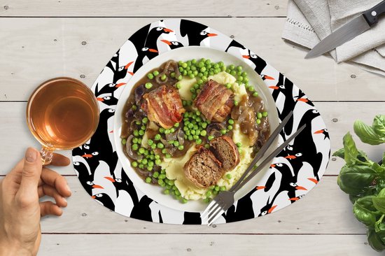 Set de table bio - Napperons de verre - Pingouins - Animaux - Motifs - Zentangle - 8 pièces