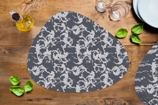 Placemat organisch - Placemats organic - Onderleggers - Patronen - Zwart Wit - Camouflage - 8 stuks