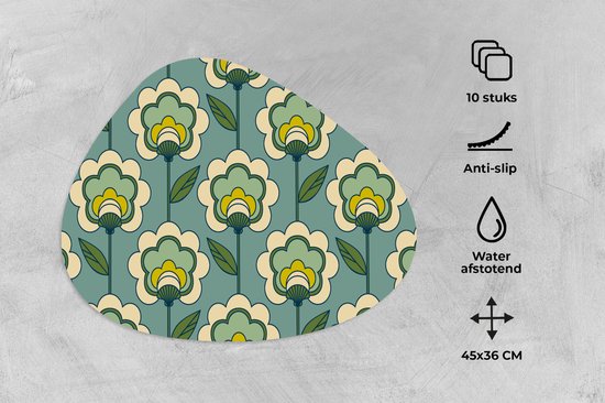 Set de table bio - Napperons bio - Sets de table - Rétro - Design - Années 1970 - Bloem - 10 pièces