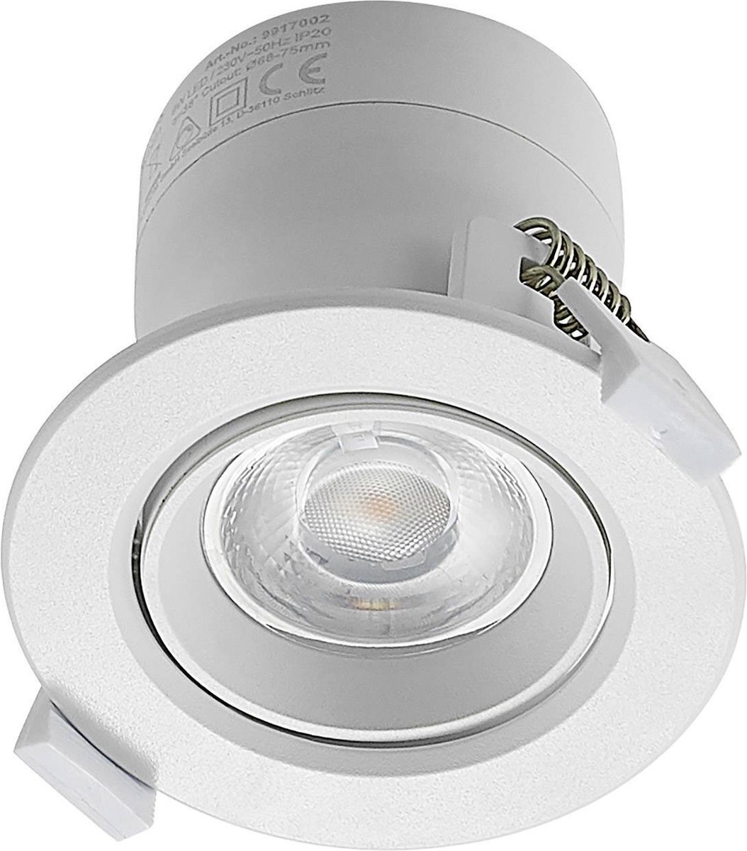 PRIOS - LED downlight - 1licht - aluminium, kunststof - H: 7.15 cm - wit - Inclusief lichtbron