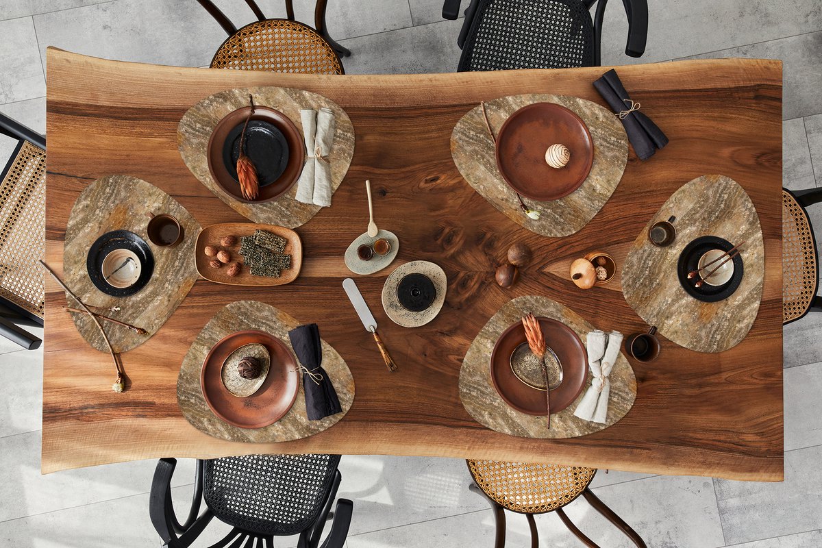 Placemat organisch - Placemats organic - Onderleggers - Steen - Graniet print - Design - 6 stuks