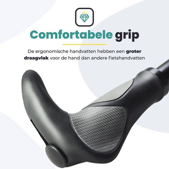 Poignées de vélo de forme ergonomique Voltano - Fixation facile de la poignée avec Imbus - Incl. Matériel de fixation