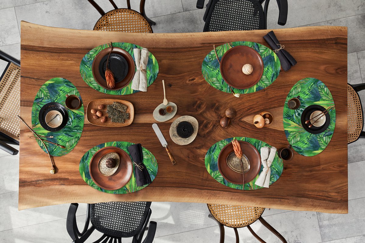 Placemats ovaal - Onderleggers - Ovale placemats - Bladeren - Tropisch - Patronen - 6 stuks