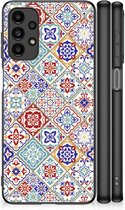 Hoesje Geschikt voor Samsung Galaxy A13 4G Leuk TPU Back Cover met Zwarte rand Tegels Kleur