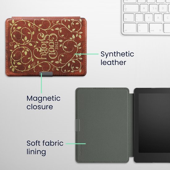 kwmobile e-reader hoesje geschikt voor Kobo Aura Edition 2 hoes - E reader flip case met magnetische sluiting - Ereader cover - Sprookjesboek design in geel / oranje / rood van Merkloos — afbeelding 2
