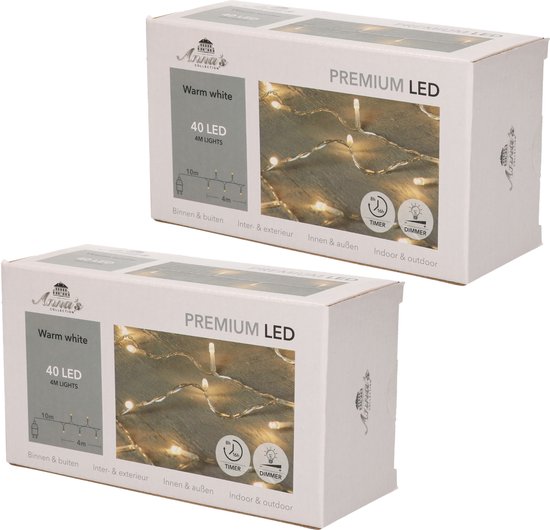 Set de 2 x Lumières de Noël blanc chaud 40 lumières 400 cm cordon lumineux avec minuterie - Eclairage de sapin / Eclairage de Noël / Eclairage de fête