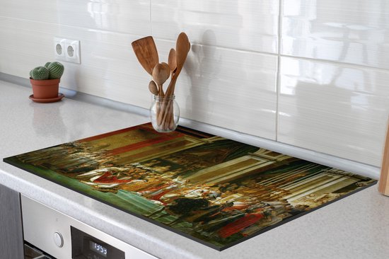 KitchenYeah® Inductie beschermer 81x52 cm - De kroning van Napoleon - Schilderij van Jacques-Louis David - Kookplaataccessoires - Afdekplaat voor kookplaat - Inductiebeschermer - Inductiemat - Inductieplaat mat