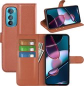 Motorola Edge 30 Hoesje - MobyDefend Kunstleren Wallet Book Case (Sluiting Voorkant) - Bruin - GSM Hoesje - Telefoonhoesje Geschikt Voor Motorola Edge 30