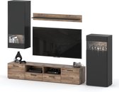Wandmeubel Alen 3 - 250 cm - Tv Meubel Set - Antraciet/Eiken Bijoux - Kast - LED