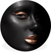 Cercle mural - Cercle mural Indoor - ⌀ 60 cm - Plastique - Profil de femme maquillée dorée sur fond noir
