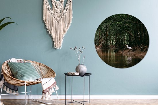Cercle Mural - Cercle Mural Intérieur - Héron - Forêt - Lac - ⌀ 90 cm - Décoration murale - Peintures Ronds