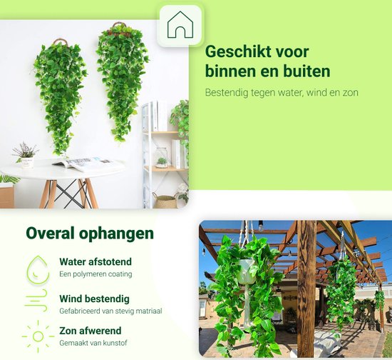Hedera Kunst Hangplant - 4 Stuks - 110 cm - Nep Planten - Klimop Slinger - Voor Binnen en Buiten