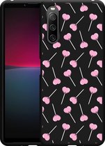 Xperia 10 IV Hoesje Zwart Lollipops - Designed by Cazy