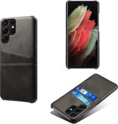 Samsung Galaxy S22 Plus Telefoonhoesje | PU Leren Back Cover | Pasjeshouder | Zwart