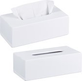 Relaxdays 2x tissue box wit - tissuehouder - tissuedoos - zakdoekendoos - zakdoekjeshouder