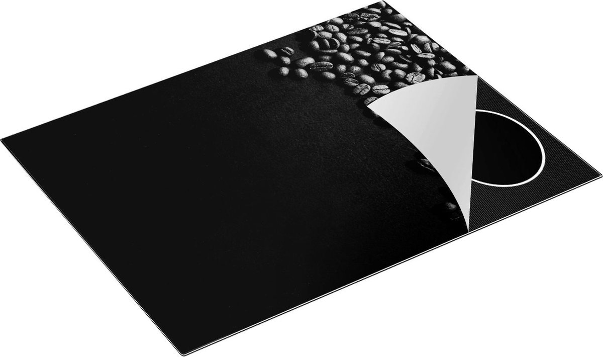 Chefcare Inductie Beschermer Koffiebonen - Zwart Wit - 77x59 cm - Afdekplaat Inductie - Kookplaat Beschermer - Inductie Mat