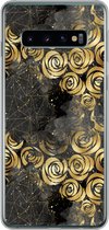 Geschikt voor Samsung Galaxy S10 hoesje - Marmer print - Goud - Roos - Patronen - Siliconen Telefoonhoesje