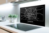 Spatscherm Keuken - Kookplaat Achterwand - Spatwand Fornuis - 80x55 cm - Kaart - Stadskaart - Londen - Plattegrond - Aluminium - Wanddecoratie - Muurbeschermer - Hittebestendig