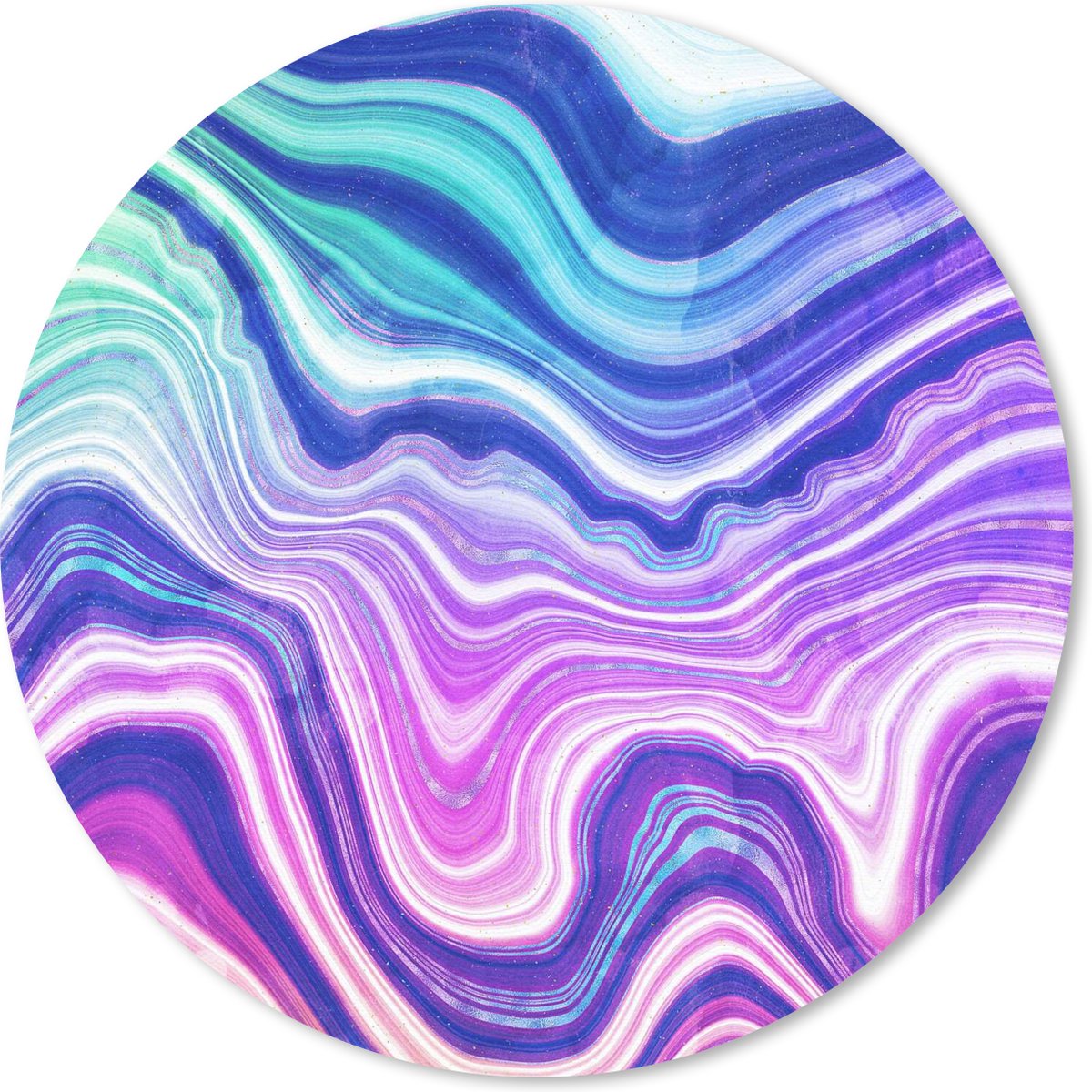 Muismat rond 40x40 cm - Mousepad Marmer - Blauw - Wit - Ronde muismatten