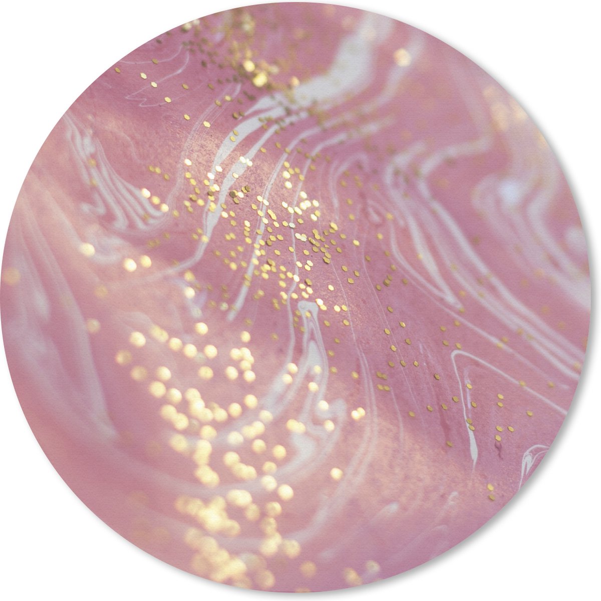 Muismat rond 20x20 cm - Mousepad Marmer - Roze - Glitter - Wit - Ronde muismatten