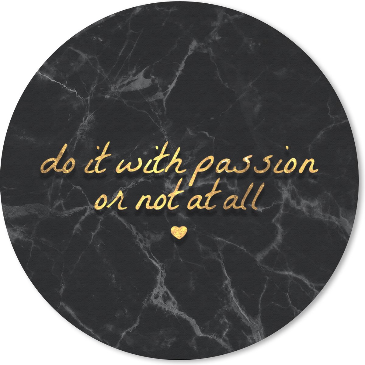 Muismat rond 50x50 cm - Mousepad Quotes - Spreuken - Goud - Marmer print - Ronde muismatten