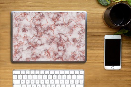 Sticker ordinateur portable - 14 pouces - Marbre - Rouge - Ligne