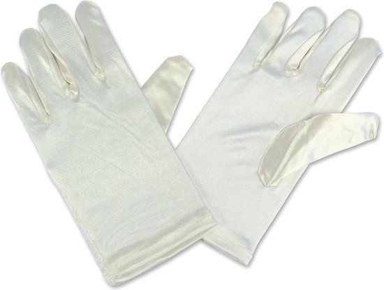 Carnaval verkleed handschoenen voor kinderen - satijn wit - polyester - kinder maat