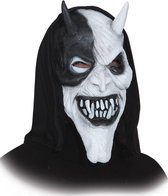 Halloween - Duivelsmasker met zwarte kap halloween accessoire