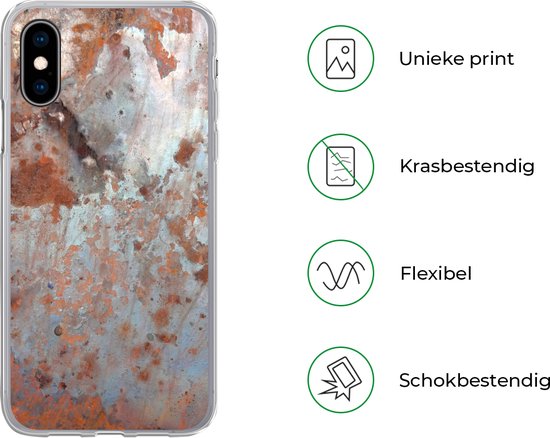 Coque iPhone X - Métal - Rouille - Argent - Coque de téléphone en Siliconen