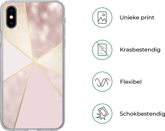 Coque iPhone Xs - Marbre - Rose - Goud - Chic - Siliconen