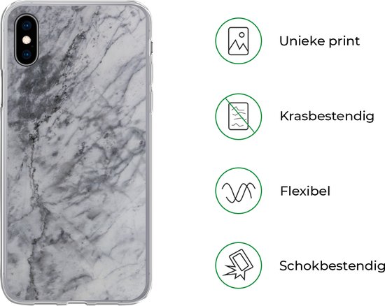 Coque iPhone Xs Max - Marbre - Pierre - Grijs - Siliconen